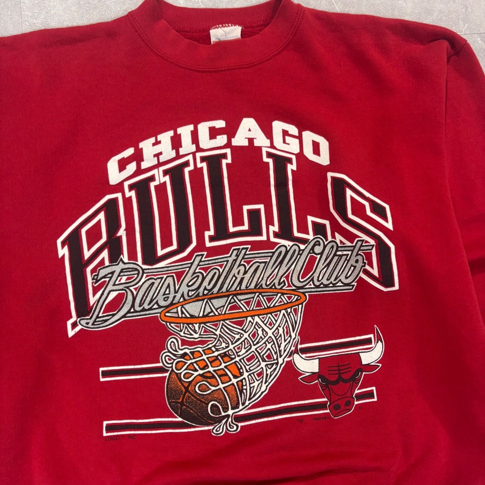 Vintage 1990 Chicago Bulls Tultex Sweatshirt Red Mens XL NBA Basketball Club USA - Picture 2 of 5